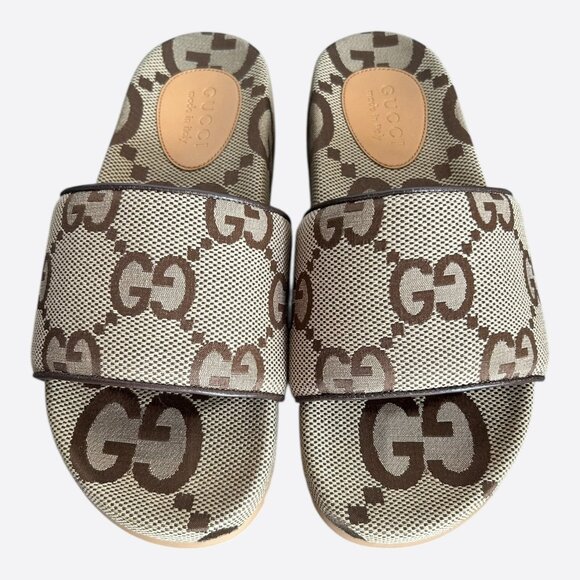 Gucci Beige & Brown GG Monogram Sandals - Picture 2 of 8